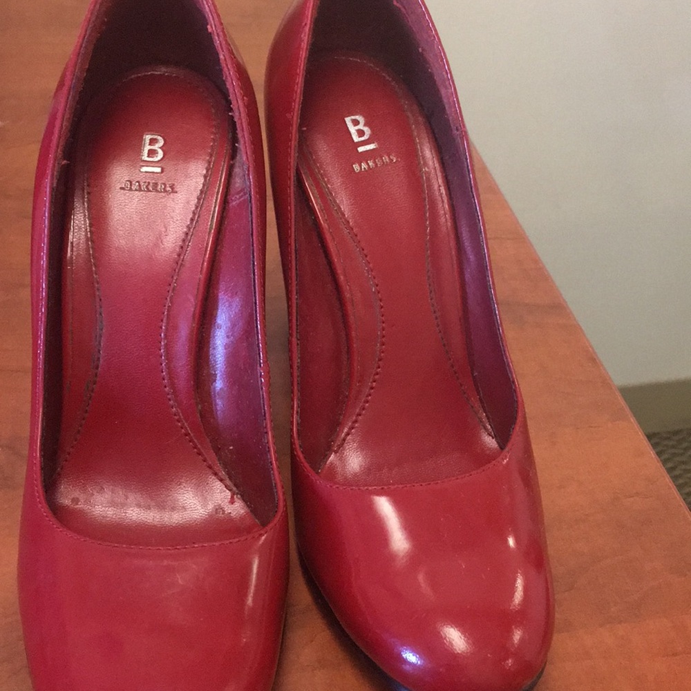 Red patent Bakers block heel